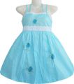 N36 Girls Dress Blue Embroidered Floral Children Clothing Sz 4-5