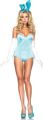 Leg Avenue 4 Piece Bunny Underwire Satin Teddy Clear Straps Tail And Ear Headband, Blue, Large