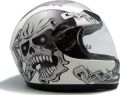 Tms Matte White Skull Chain Full Face Motorcycle Helmet (Medium)