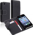 eForCity Compatible with Apple&reg; AT/VER iPhone&reg; 4 Leather Case w/ Credit Card Wallet,Black