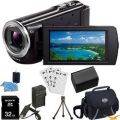 Sony HDR-CX380/B HDRCX380 HDR-CX380 CX380 B High Definition Handycam Camcorder with 3.0-Inch LCD (Black) Ultimate Bundle with 32GB SD Card, High Capacity Spare Battery, Rapid AC/DC Charger, Deluxe Carrying Case, Table Tripod, LCD Screen Protectors + 