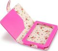 AMAZON KINDLE FIRE PU LEATHER FOLIO CASE - HOT PINK WITH FLORAL INTERIOR + QUBITS MICROFIBRE CLEANING CLOTH