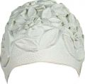 White Floral Emboss Vintage Style Latex Swim Bathing Cap