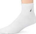 Nautica Men's 3-Pack Classic Embroidered Quarter Sock,White,8 to 12