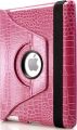 360 Degrees Rotating Stand (Pink Crocodile) Leather Smart Cover Case for Apple iPad 2