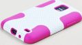 White Pink 2 in 1 Hybrid Combination Hard PC Mesh Plastic and Silicone Skin for Samsung Galaxy S II Skyrocket 4G Andriod Smartphone Samsung SGH-I727 /AT&T + Screen Protector Film + Dragoncell Stylus Pen