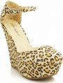 Breckelles Cilo-21 Women Closed Round Toe Ankle Strap Wedges LEOPARD (6.5)