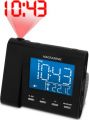 Magnasonic MAG-MM176K AM/FM Projection Clock Radio with Dual Alarm, Auto Time Set/Restore, Temperature Display, and Battery Backup