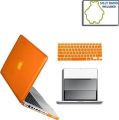 3 in 1 Rubberized Orange Hard Case Skin for Macbook Pro 13 inches with Protective Keyboard Cover