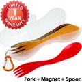 Duogreen Spork 4 Pack Magnetic Set for Camping Picnic Outdoor Activity Spoon Fork Combo with Peanut Shape Carrying Case