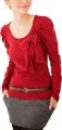 Allegra K Woman Puff Sleeve Scoop Neck Bowknot Adorn Shirt Solid Red M