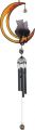 Wind Chime with Black Coated Gems Cats on The Moon Hanging Decoration