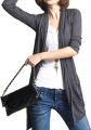 Allegra K Ladies Drak Gray Long Sleeves Open Front Cardigan Top M