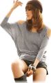 Allegra K Women Scoop Neck Cut out Shoulder Batwing Sleeve Shirt Top M